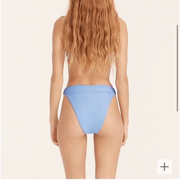 J. Crew Women's Cheeky Bikini Swim Bottom Size S Light Blue Curved Waist Mid UPF - Picture 4 of 12